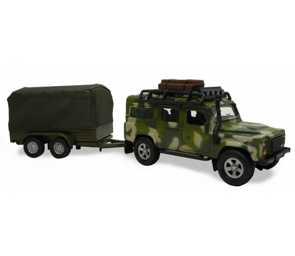 Militaire landrover met aanhanger Kids Globe