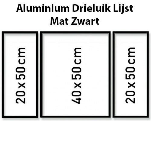 Mat Zwarte Aluminium Drieluik Lijst 50 x 80 cm