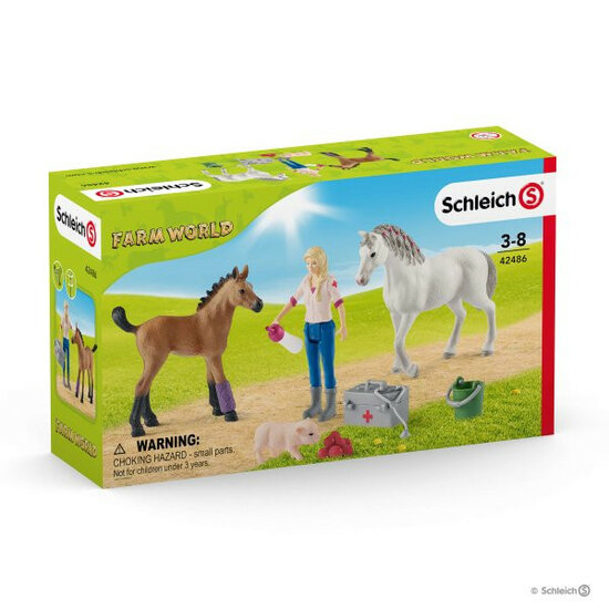 Schleich 42486 Dierenarts op bezoek bij merrie en veulen