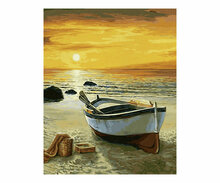 Vissersboot op het strand - Schipper 40 x 50 cm