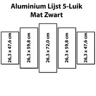 Mat Zwarte aluminium lijst vijfluik 132 x 72 cm