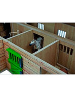 x Kids Globe Paardenhoekstal, wasplaats, 3 boxen en berging 1:24 (met doos schade )