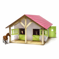 x Paardenstal met 2 boxen 1:24 Kids Globe roze